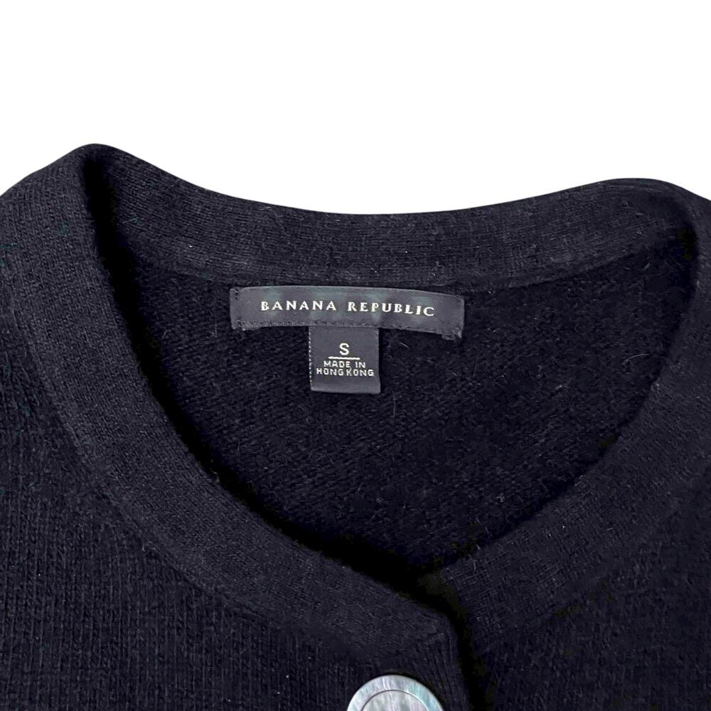 Banana Republic Black Angora Wool Button Cardigan Sweater Size S - Picture 2 of 6